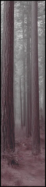 Free aesthetic bookmark featuring tall trees, maybe birch